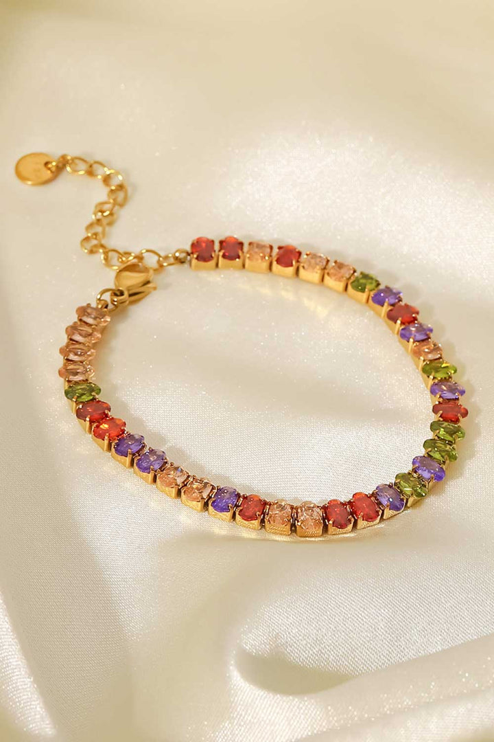 Women's Multicolored Zircon Bracelet in 18K Gold Plating