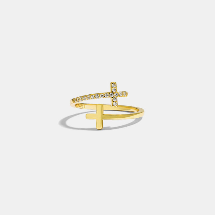 Women's Zircon Double Cross Bypass Rings