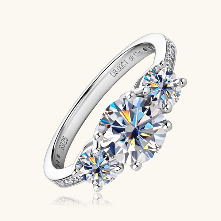 Women's Elegant 3 Carat Moissanite Sterling Silver Rings