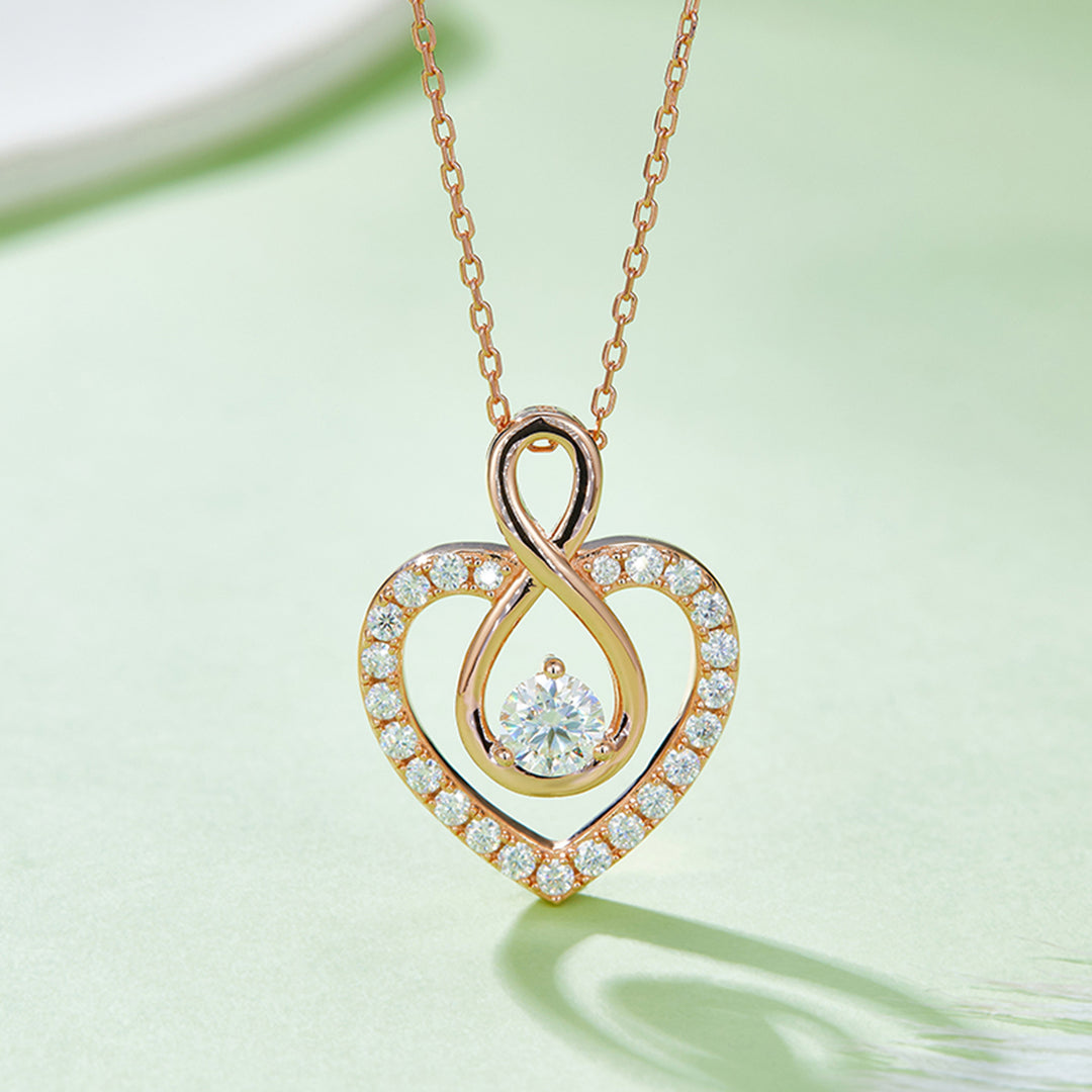 Women's Heart-Shaped 1 Carat Moissanite Sterling Silver Necklace