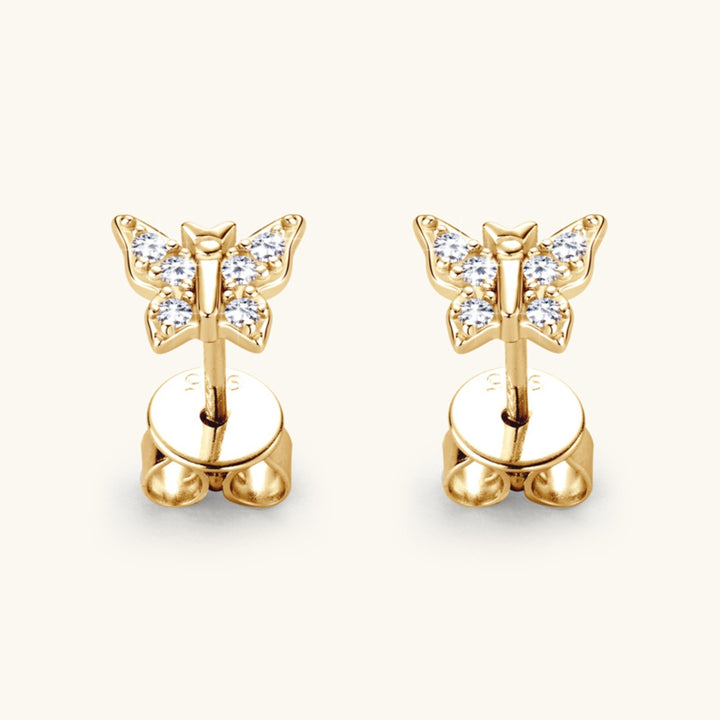 Women's Elegant Butterfly Moissanite Sterling Silver Stud Earrings