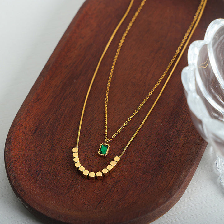 Women's Elegant Double-Strand Gold-Plated Necklace