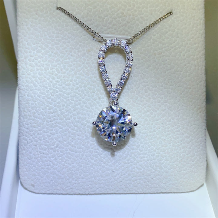 Women's Teardrop Necklace with 5 Carat Moissanite Accent