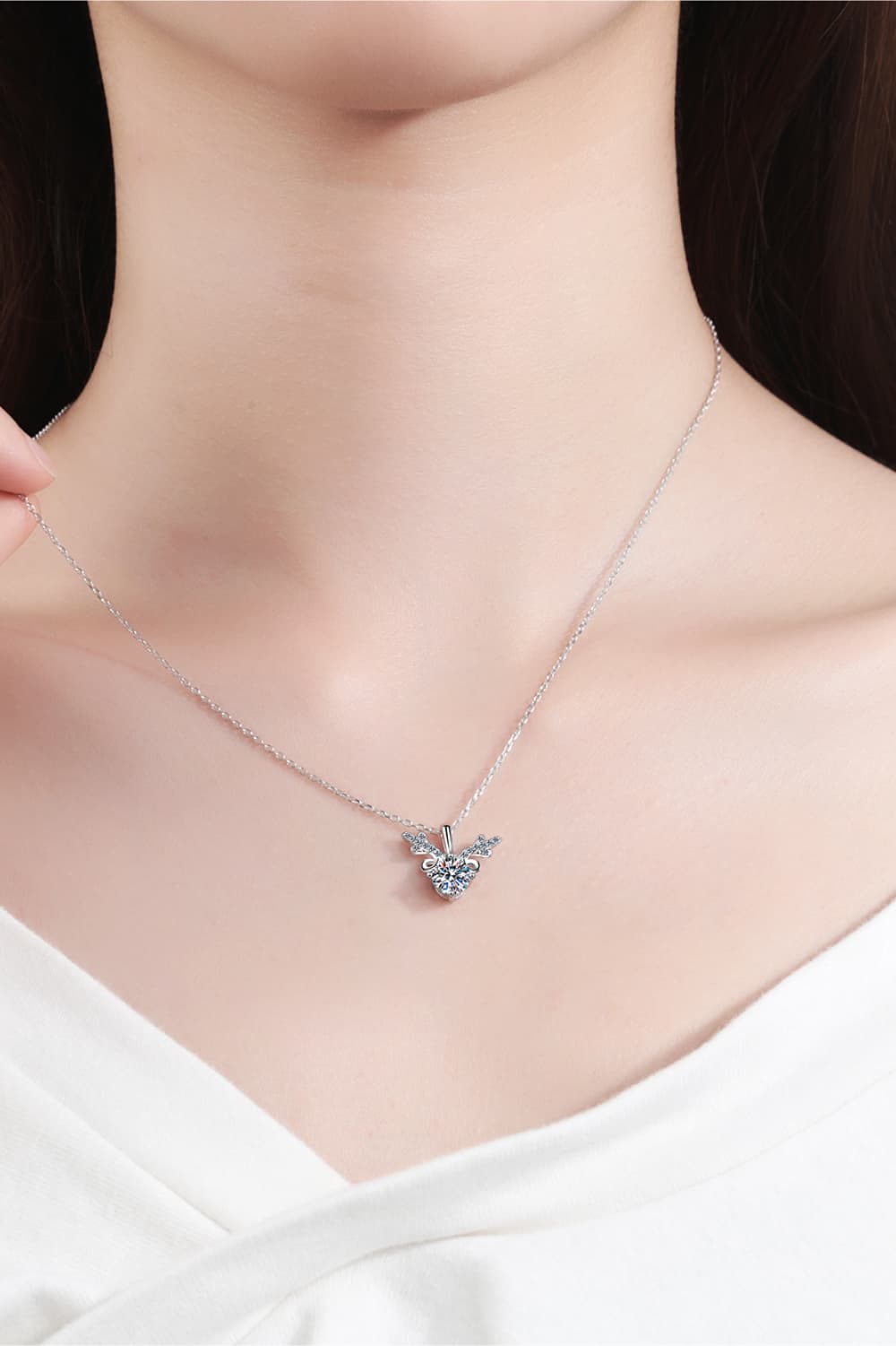 Women's Sparkling 1 Carat Moissanite Sterling Silver Necklace