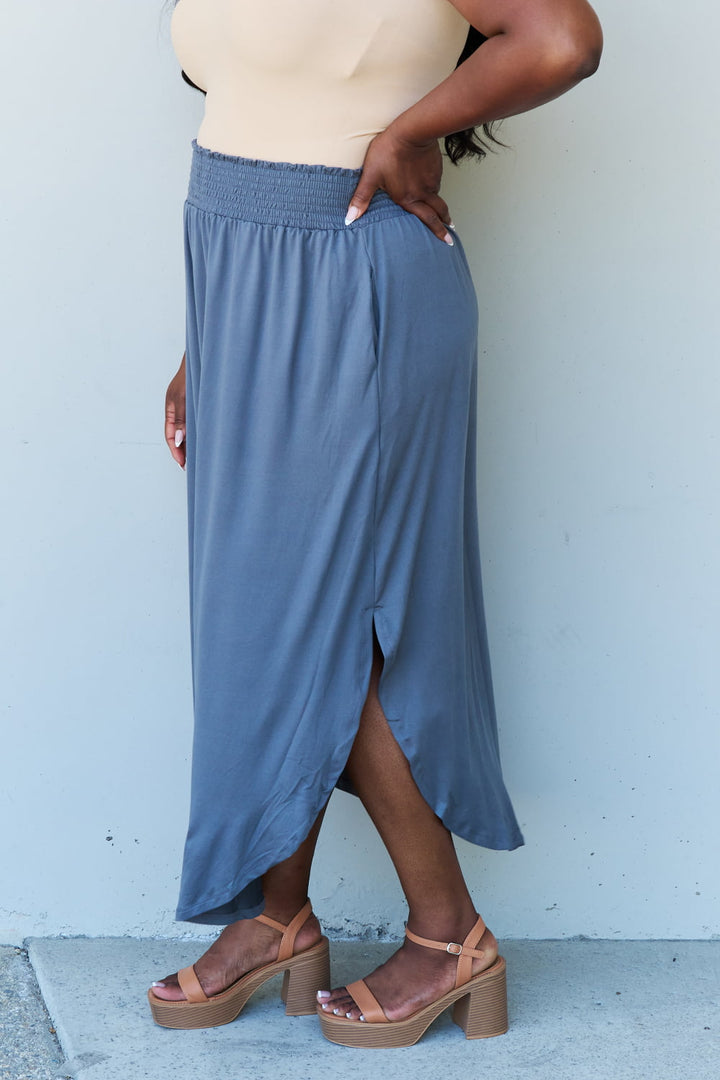 Women's Comfort Princess High Waist Maxi Skirt in Dusty Blue