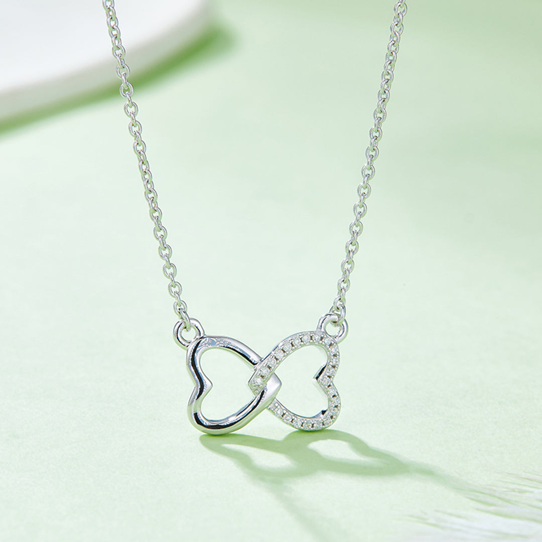 Women's Heart Bow Necklace with Moissanite Accent