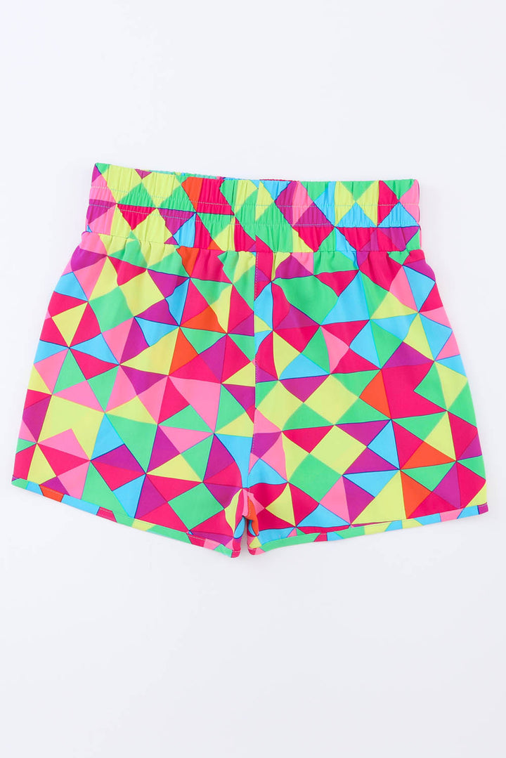 Women's Color Block Elastic Waist Shorts