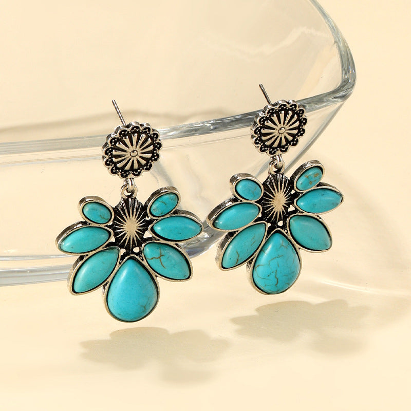 Women's Turquoise Flower Earring