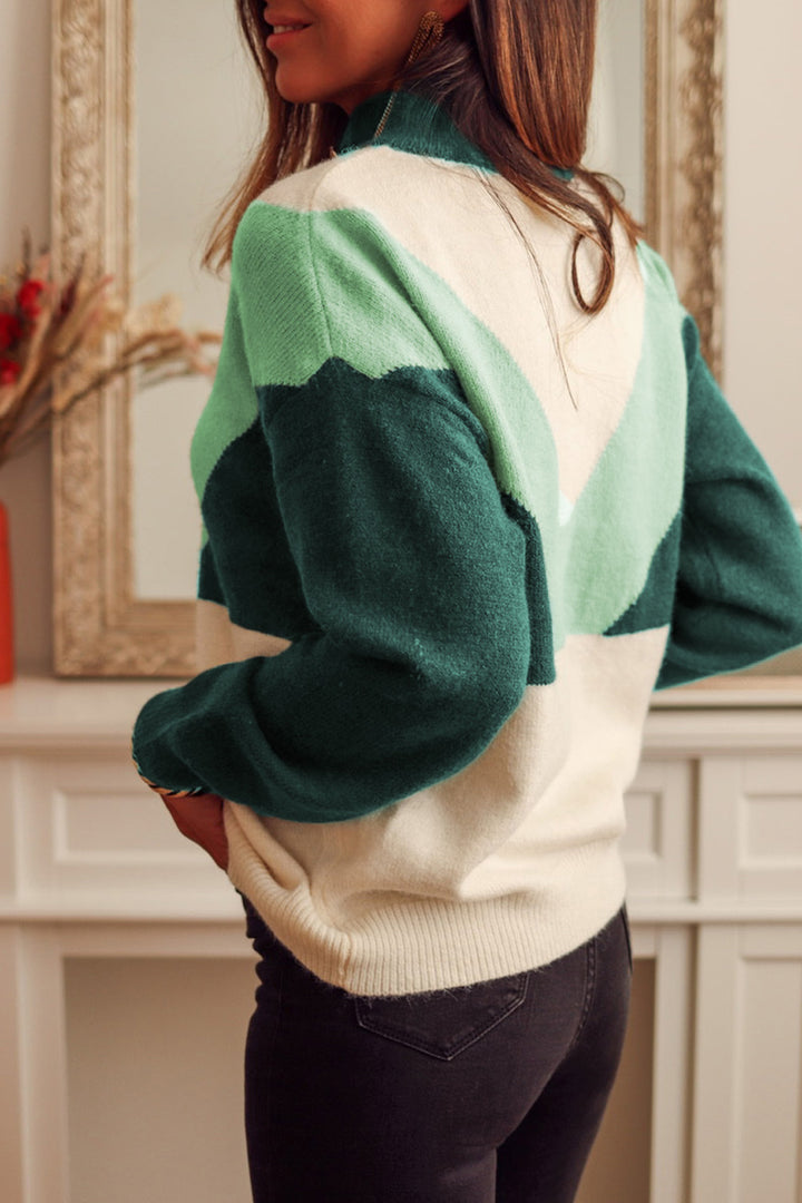 Women's Color Block Buttoned Sweater