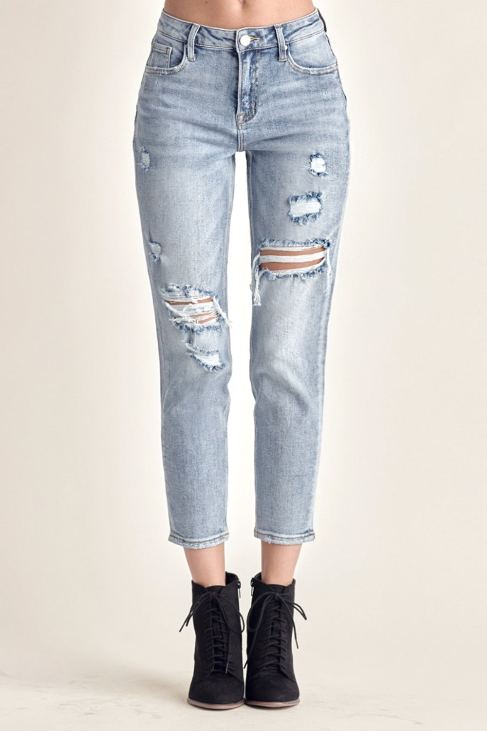 Women's Distressed Slim Cropped Jeans