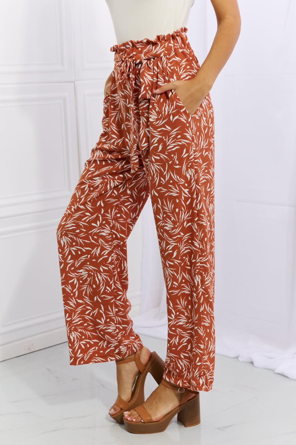 Women's Geometric Printed Pants in Red Orange