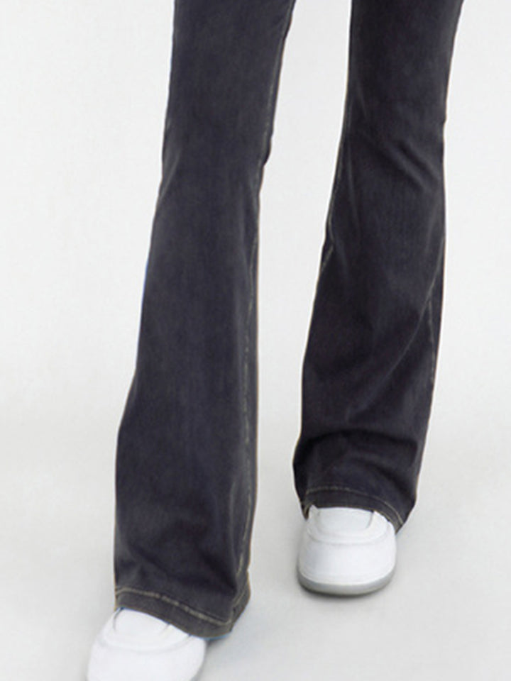 Women's Bootcut Jeans with Wide Waistband and Pockets