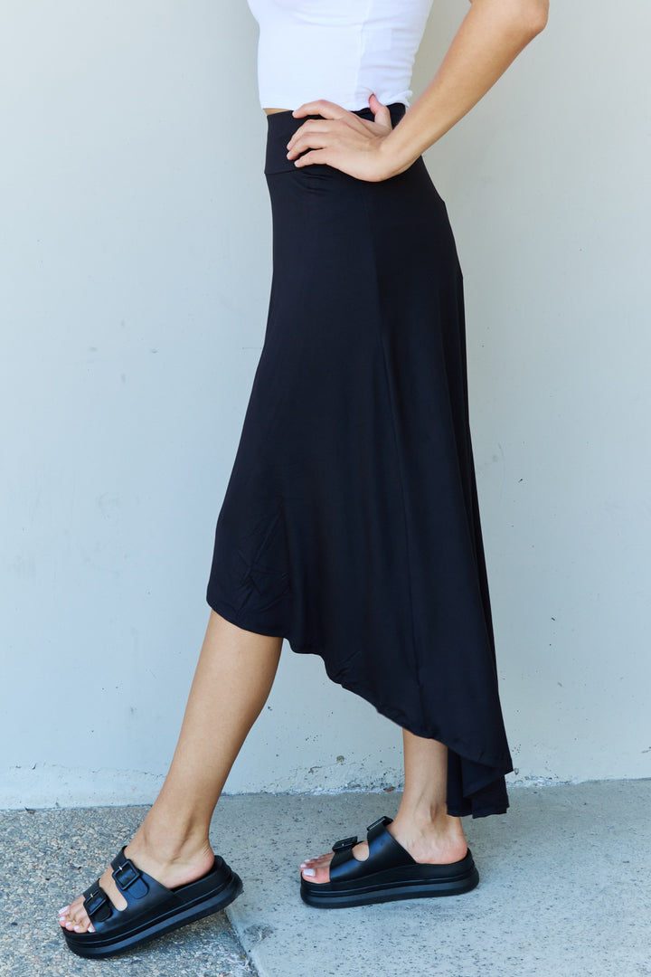 Women's Black High Waisted Flare Maxi Skirt