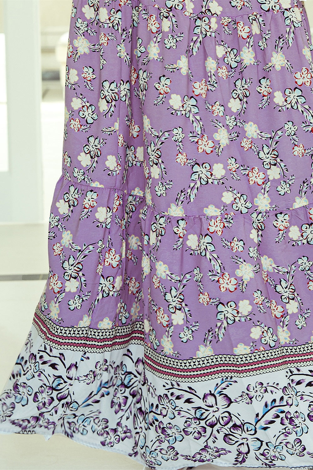 Women's Tiered Printed Skirt with Elastic Waist