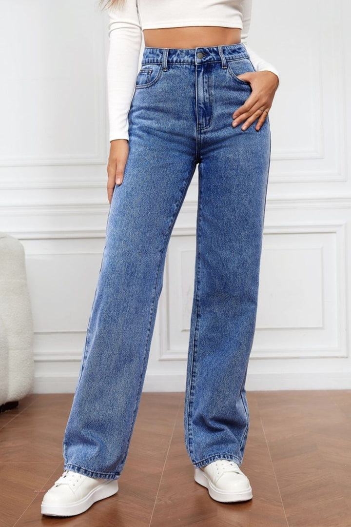 Women's Classic High Waist Straight Leg Jeans