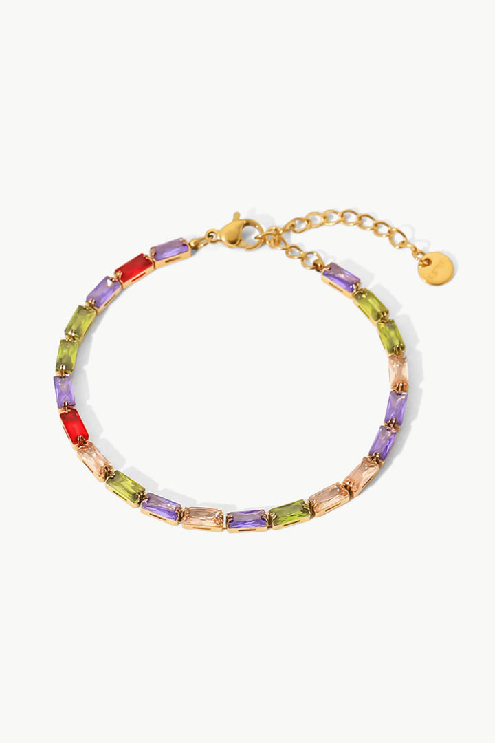 Women's Multicolored Cubic Zirconia Bracelet in 18K Gold Plating