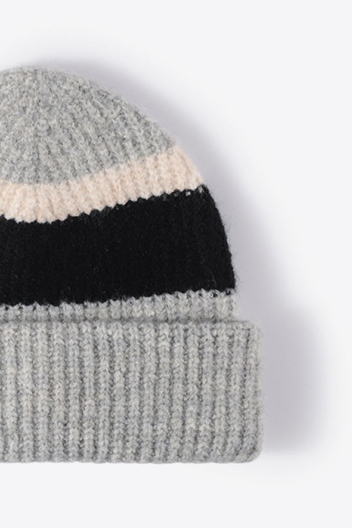 Tricolor Cuffed Knit Beanie