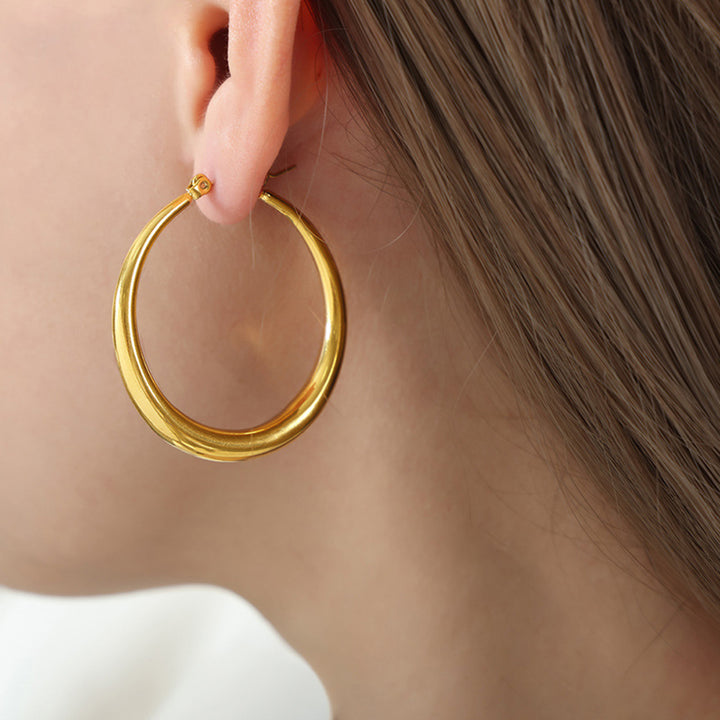 Women's Elegant 18K Gold-Plated Hoop Earrings