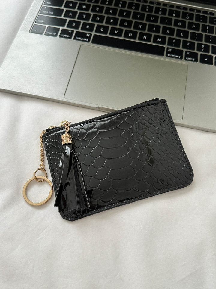 PU Leather Tassel Trim Card Case