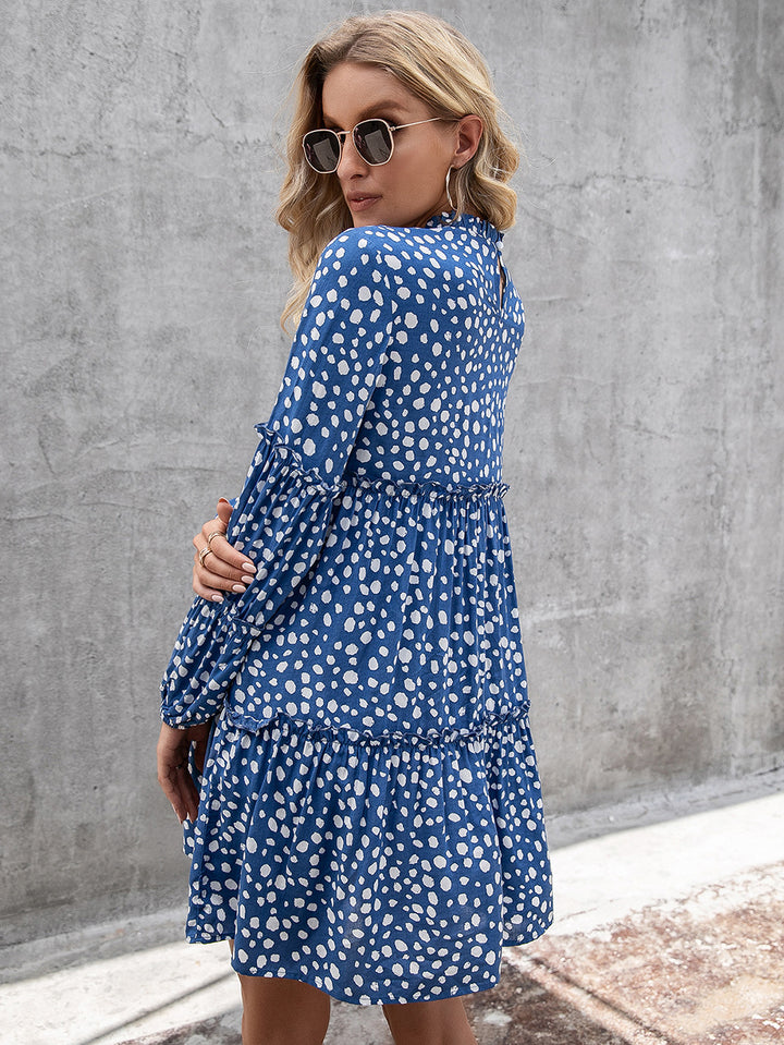 Ivy Lane Printed Long Sleeve Tiered Dress