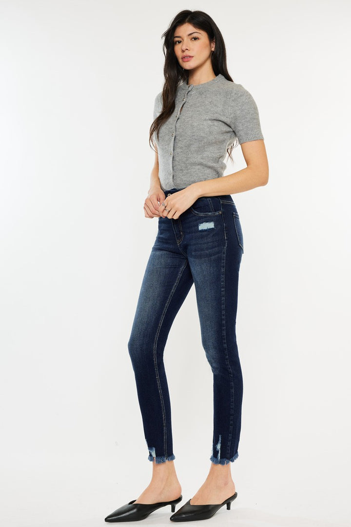 Women's Raw Hem High Waist Jeans (Jeans)