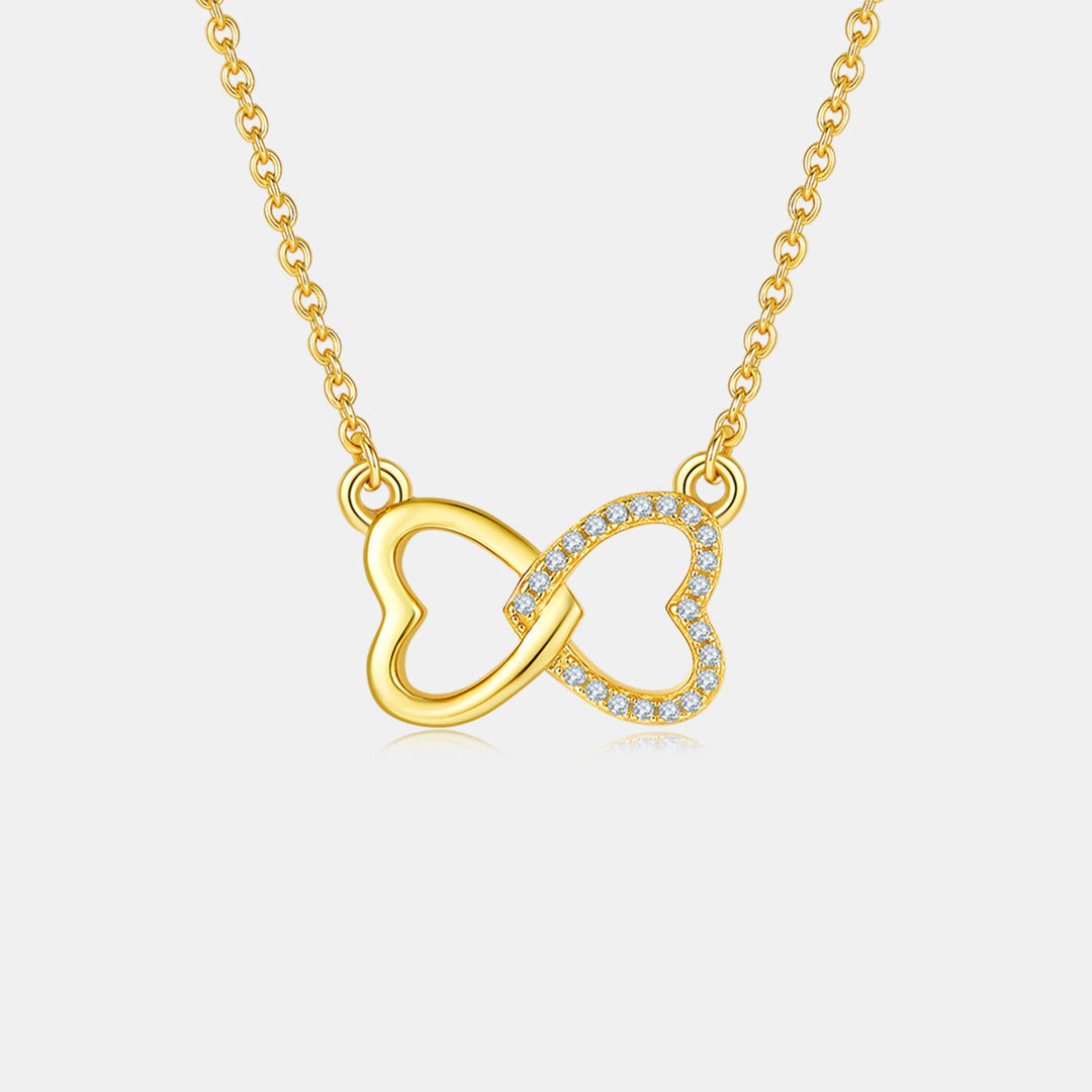 Women's Heart Bow Necklace with Moissanite Accent