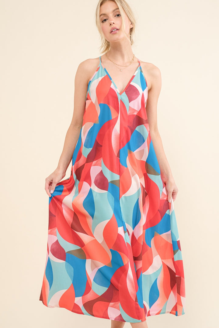 Women's Crisscross Back Dress - Stylish and Printed