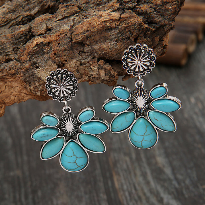 Women's Turquoise Flower Earring