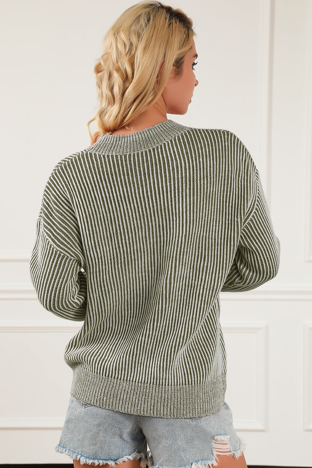 Women's Cozy Striped Mock Neck Sweater