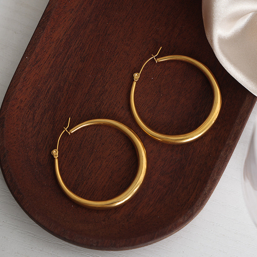 Women's Elegant 18K Gold-Plated Hoop Earrings