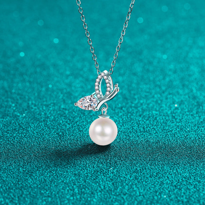 Women's Elegant Natural Pearl Pendant Sterling Silver Necklace