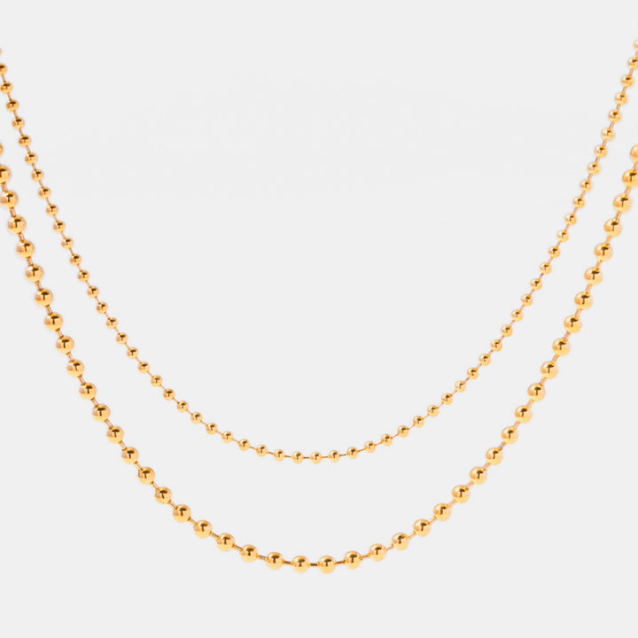 Women's Elegant 18K Gold-Plated Bead Necklace with Lobster Closure