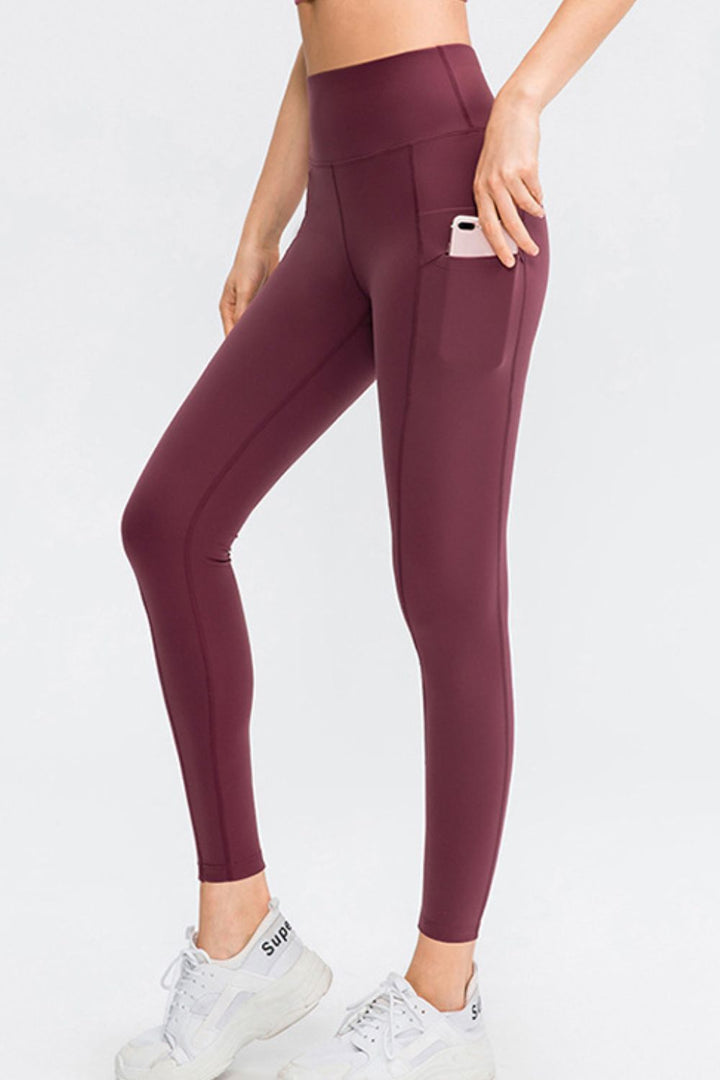 "Women's Leggings with Wide Waistband, Slim Fit, and Long Design with Pocket"