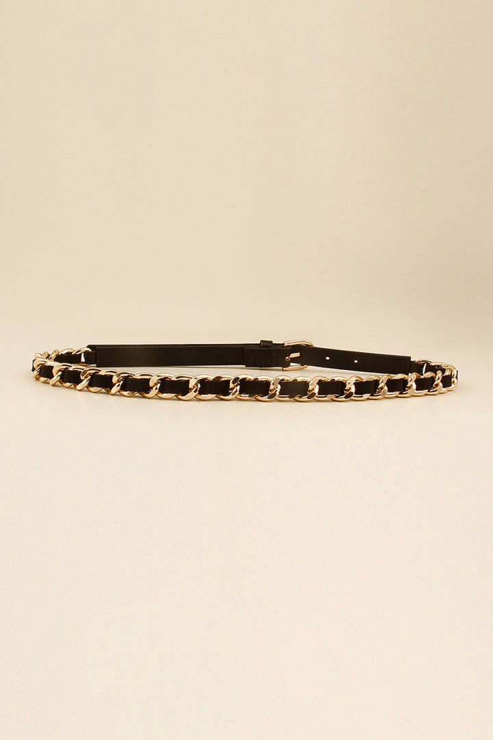 PU Chain Skinny Belt