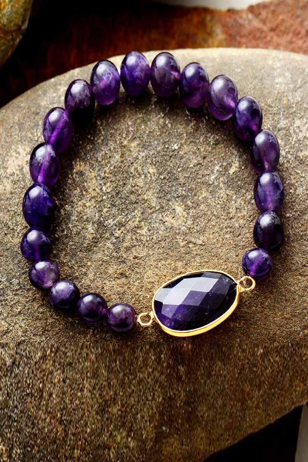 Women's Amethyst Beaded Bracelet crafted by Hand