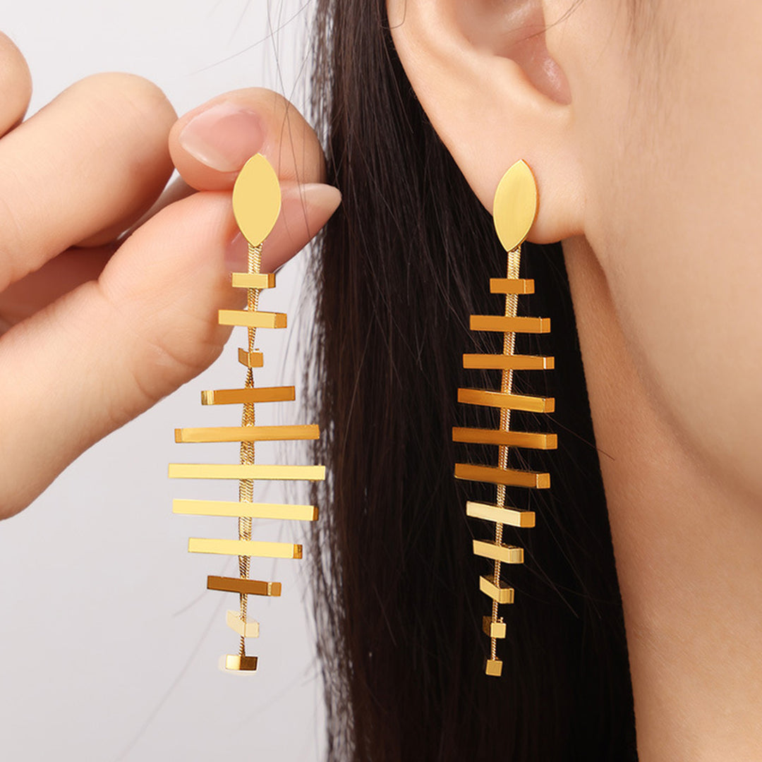 Women's Fishbone Shape Titanium Steel Earrings