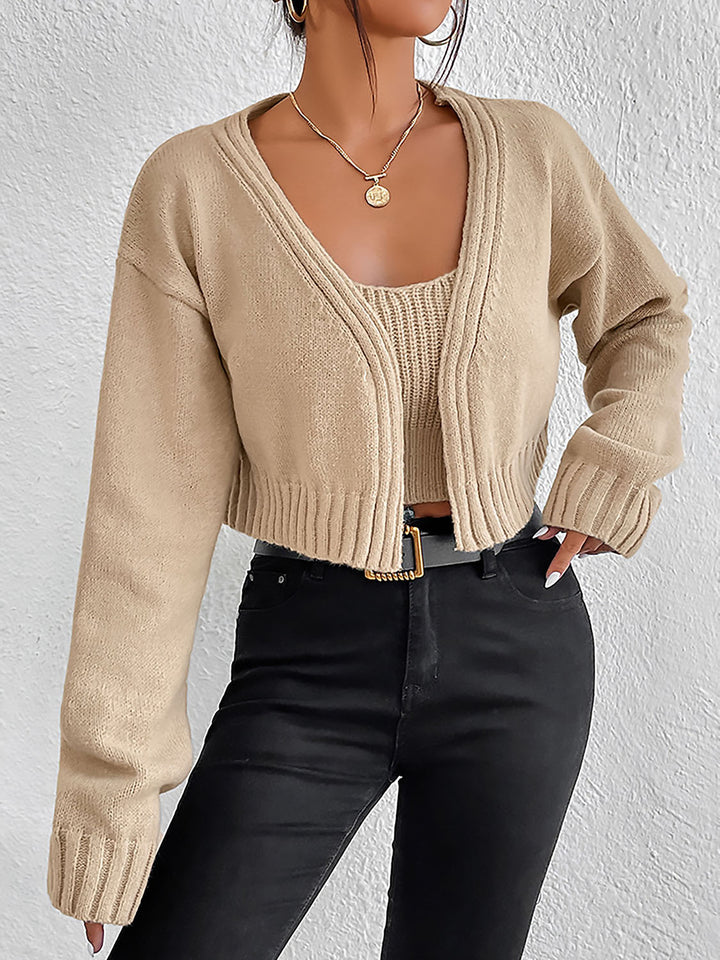 Women's Cozy Knit Sweater Set with Cami and Cardigan