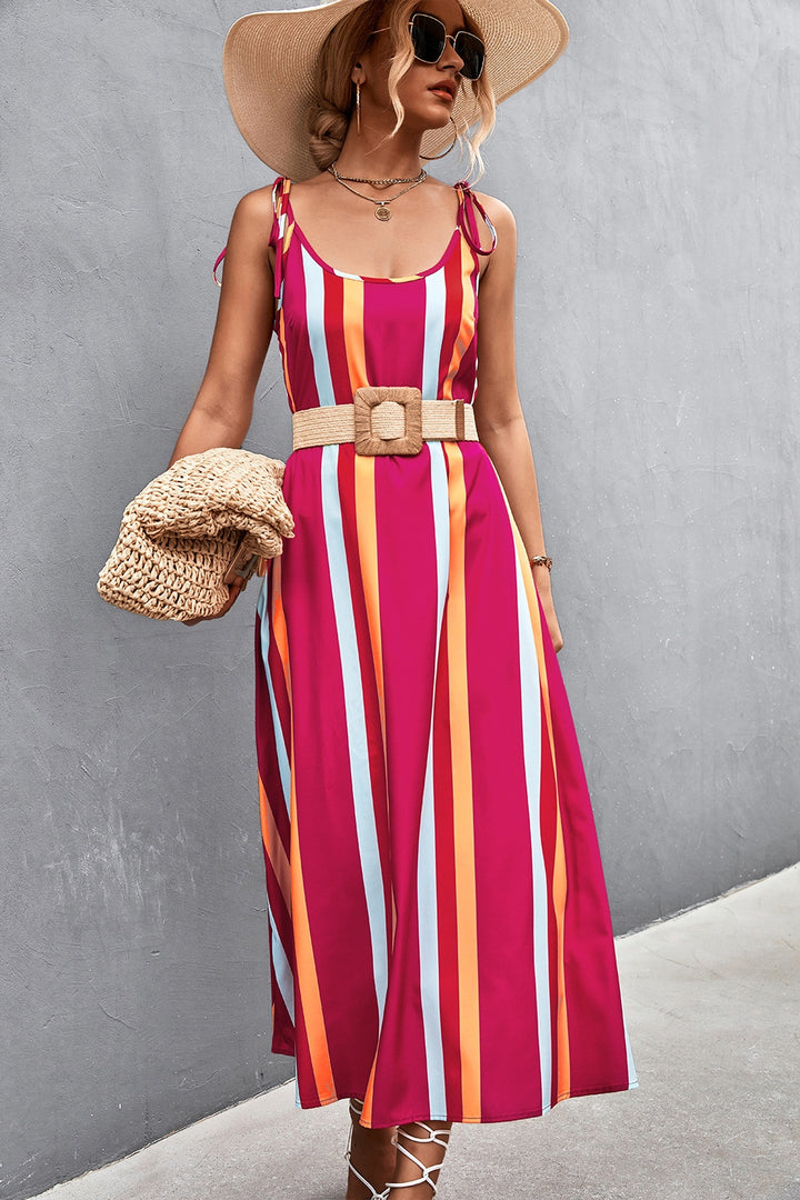 Women's Striped Scoop Neck Cami Dresses