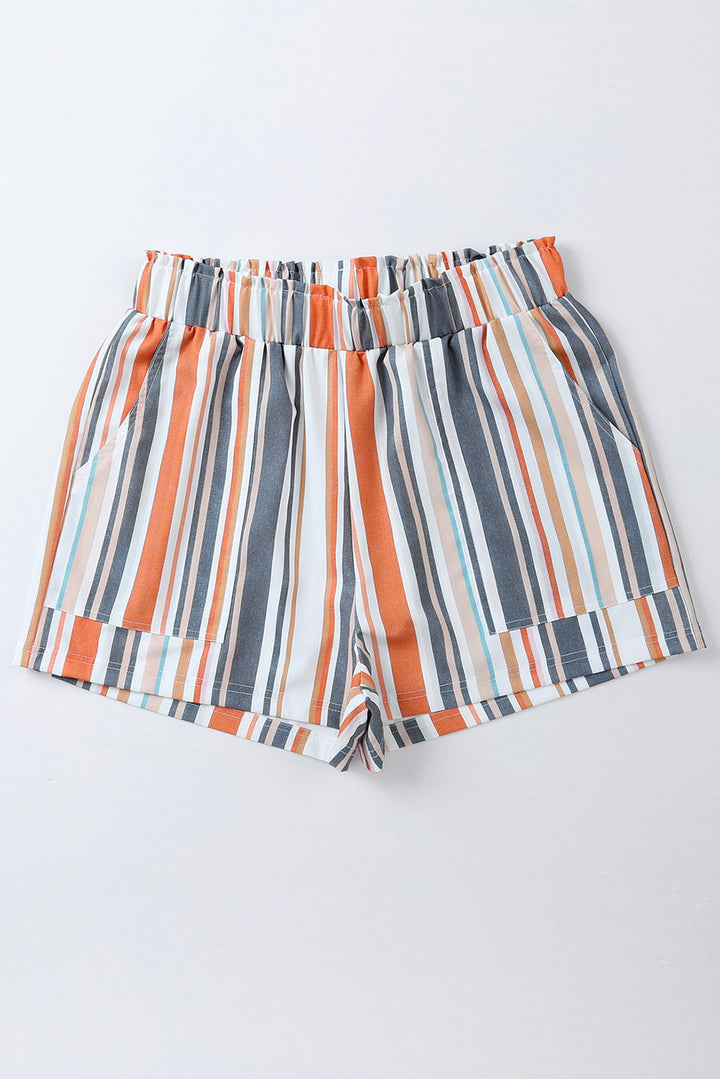 Women's Striped Elastic Waist Shorts