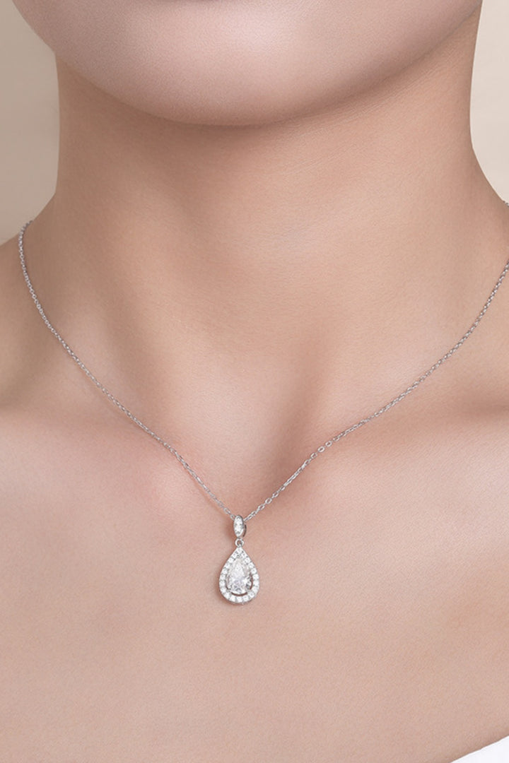 Women's Teardrop Necklace with 1.5 Carat Moissanite in 925 Sterling Silver