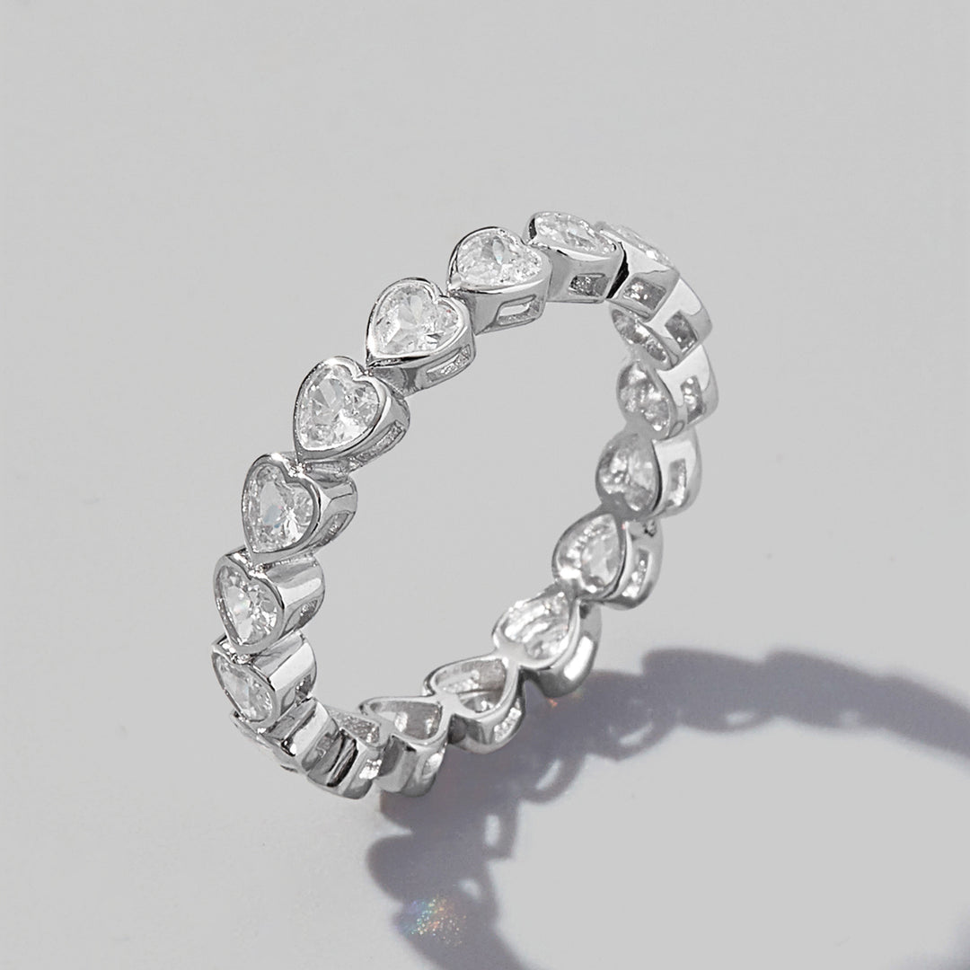 Women's Heart-Shaped Zircon Sterling Silver Ring