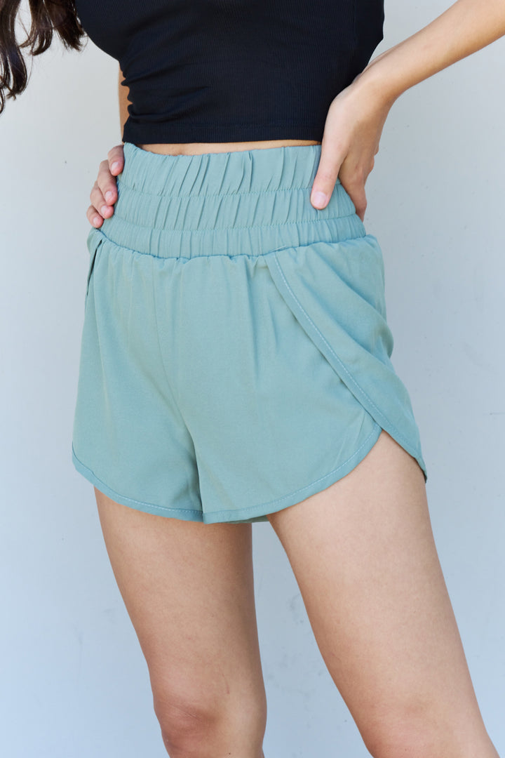 Women's Active High Waistband Shorts in Pastel Blue