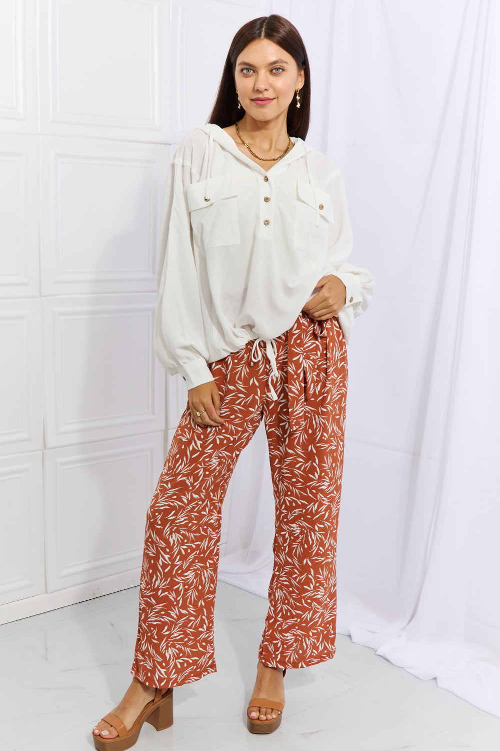 Women's Geometric Printed Pants in Red Orange