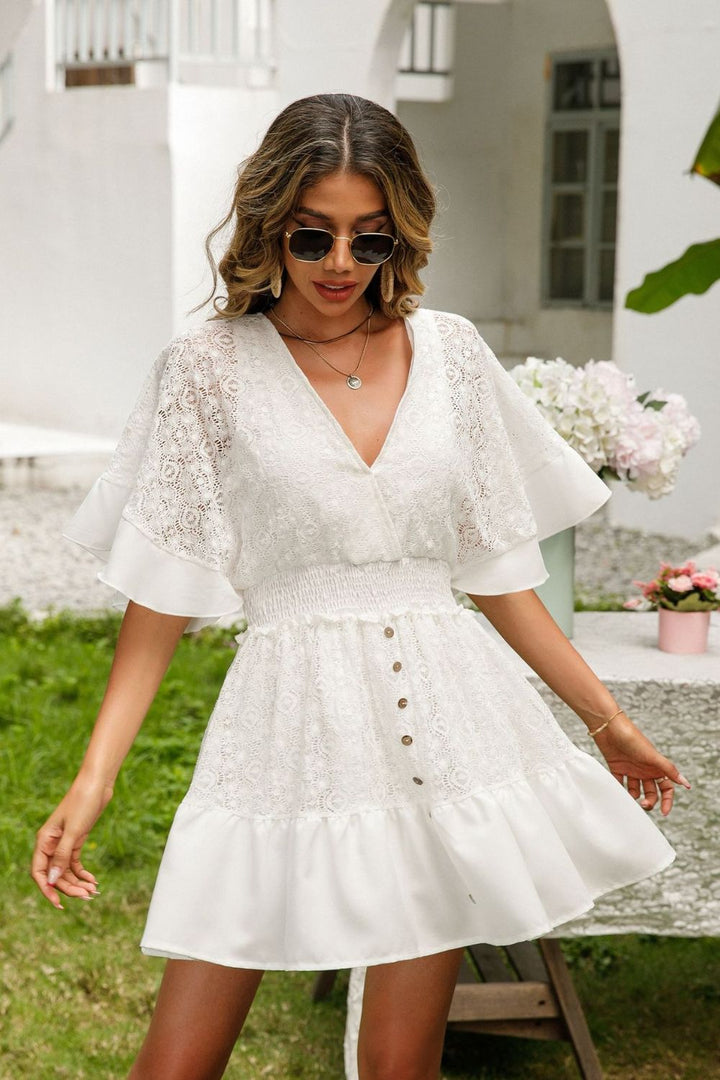 Women's with Lace Cutout Detail and Surplice Half Sleeves