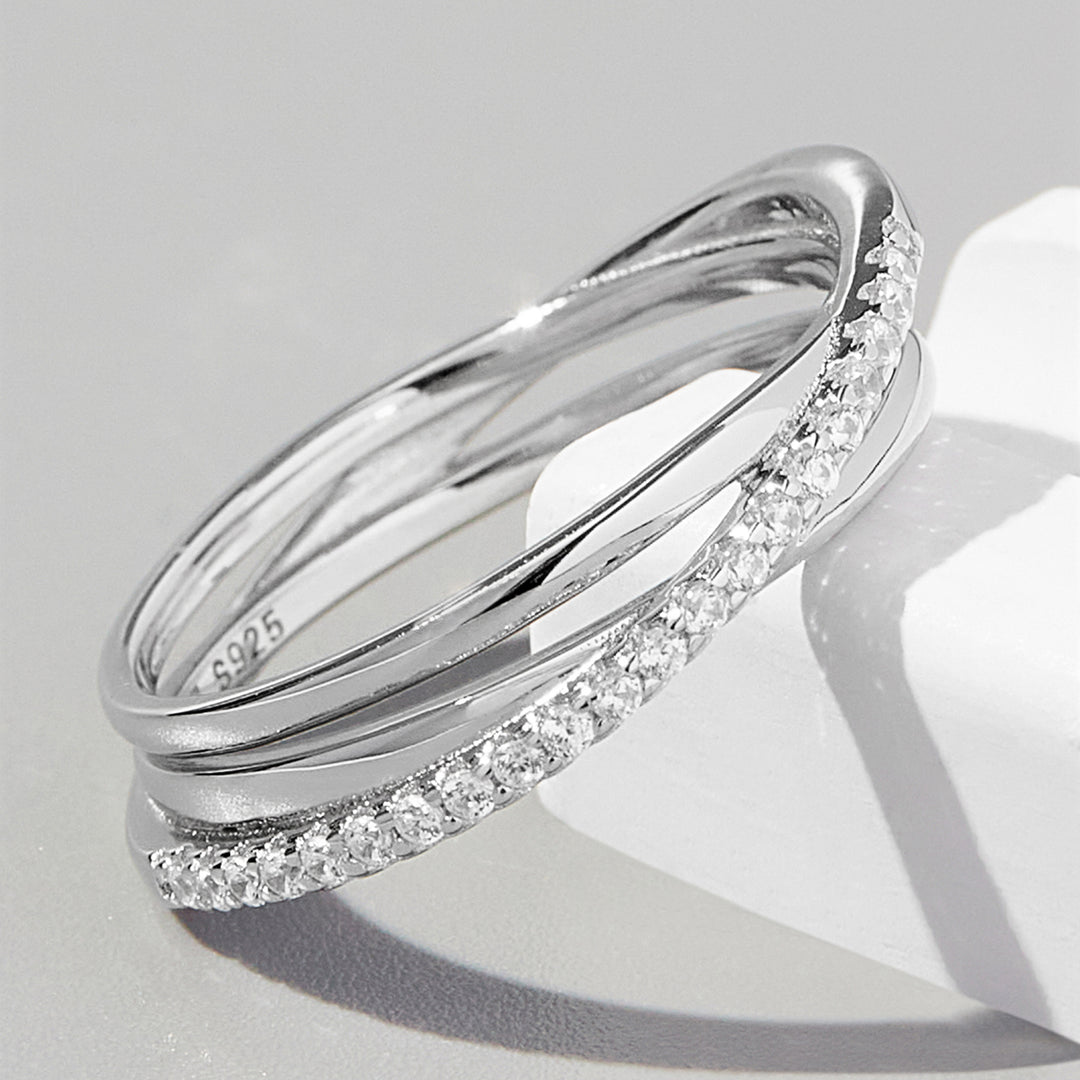 Women's Zircon Inlaid Sterling Silver Rings