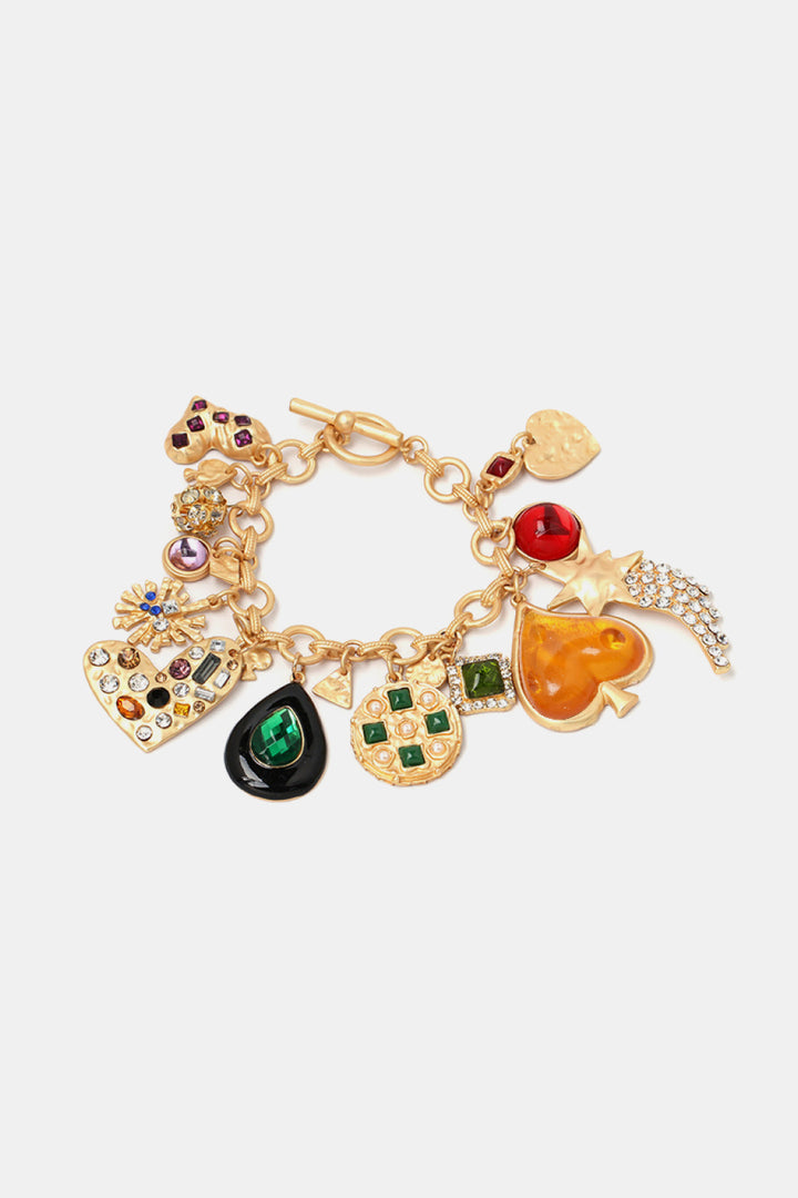 Women's Charm Bracelet with Multiple Resin Charms