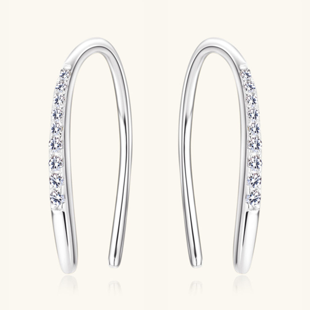 Women's Elegant Moissanite Sterling Silver U-Shaped Earrings