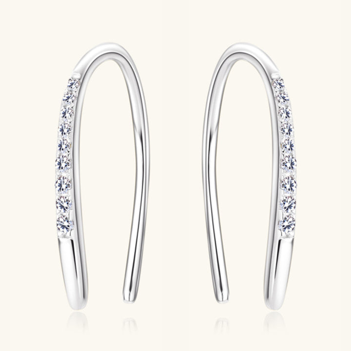 Women's Elegant Moissanite Sterling Silver U-Shaped Earrings