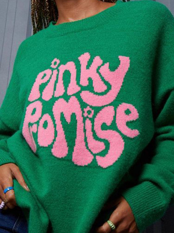 Women's Cozy Pinky Promise Round Neck Sweater