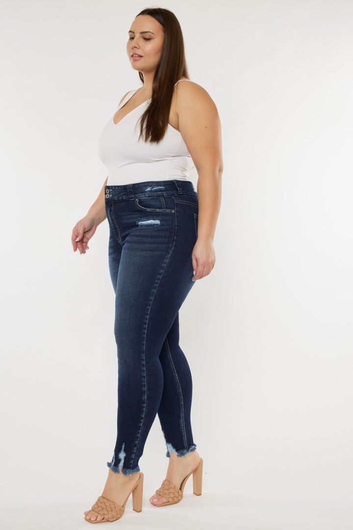 Women's Raw Hem High Waist Jeans (Jeans)